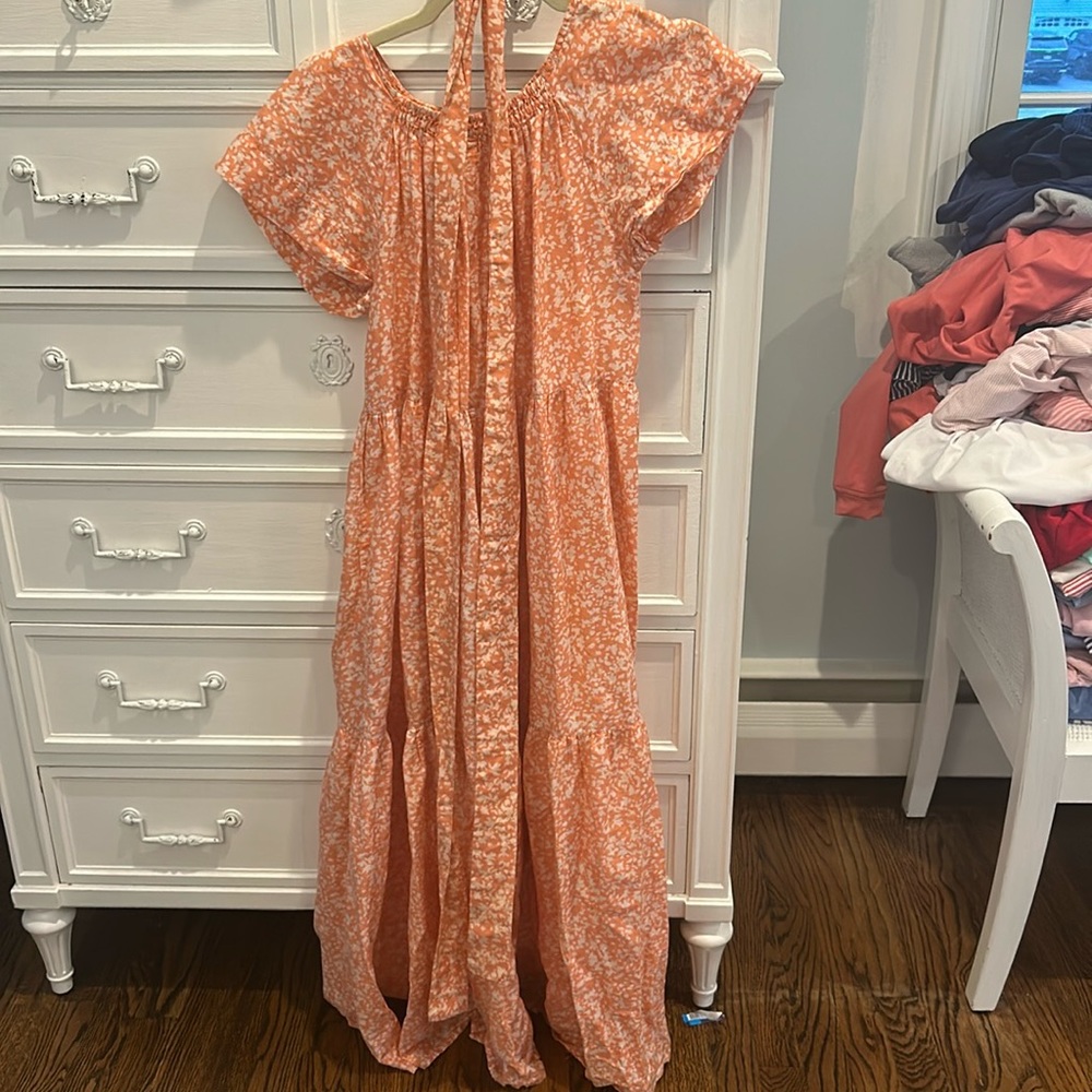 Floral Orange Maxi Dress